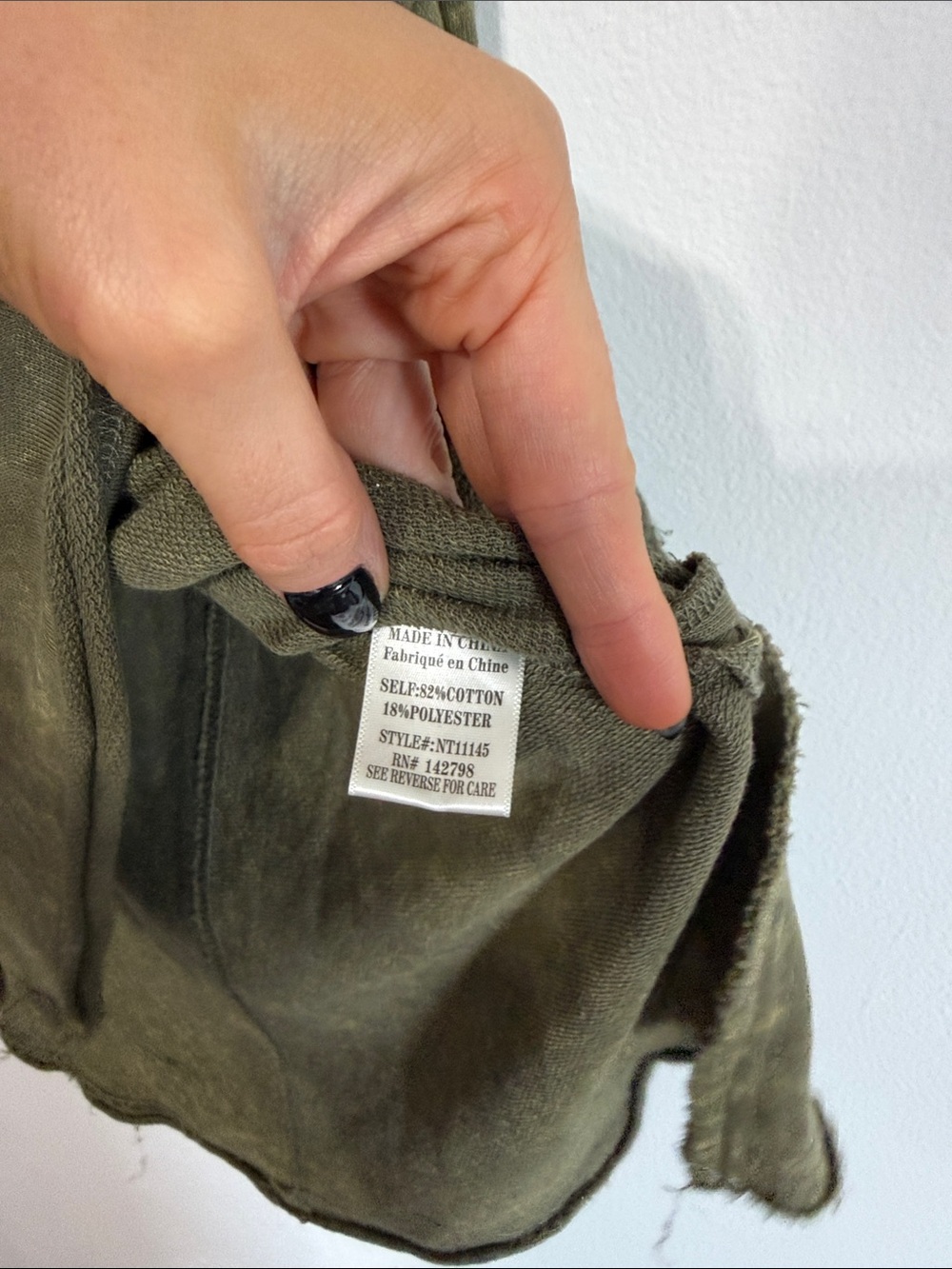 New In Acid Washed Olive Casual Crewneck Long-Sleeve Top - Picture 5 of 5